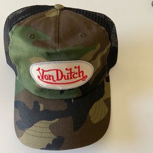 New! Von Dutch Camo trucker hat with white logo